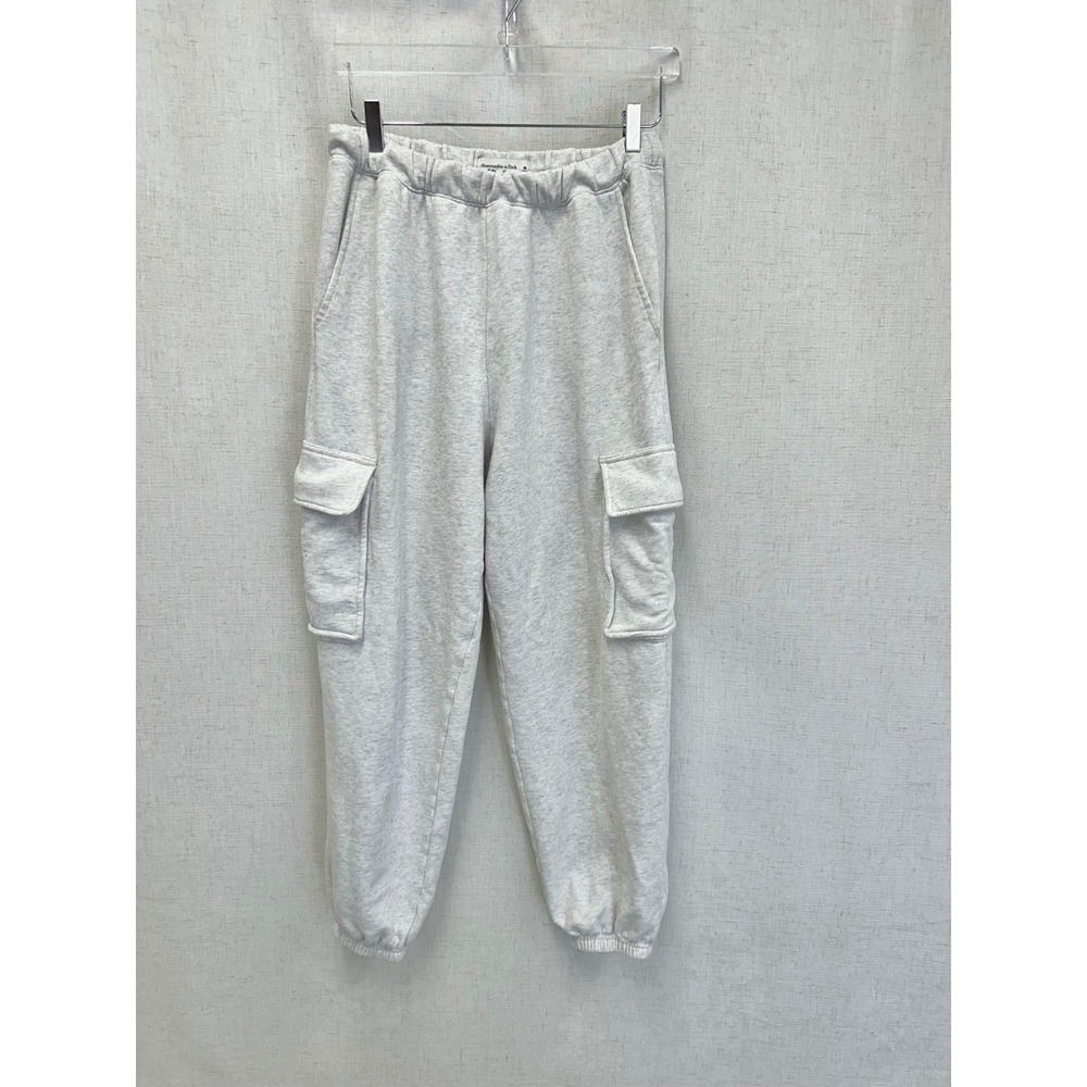 Abercrombie‎ & Fitch Cotton Heather Grey Cargo Jogger Pants Size Medium